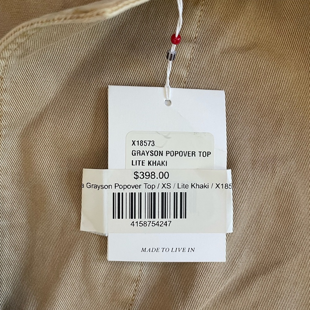 NWT Xirena Grayson Popover Top in Lite Khaki Oversized XS $398 - Picture 6 of 7
